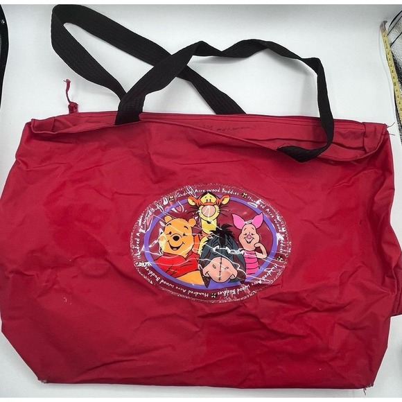 Disney Winnie the Pooh Tigger Piglet Eeyore Red Tote Bag 18x14" - Picture 1 of 8